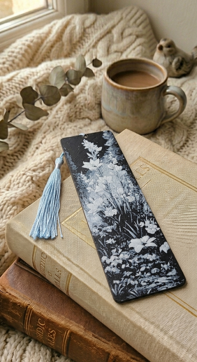 Marque-page noir et blanc 3D