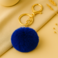 Porte-clés pompon bleu