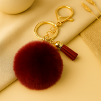 Porte-clés pompon rouge